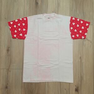 Heart T Shirt VTG 80s 90s M Fits S Color Bleed Stained Flawed Mens Small Love